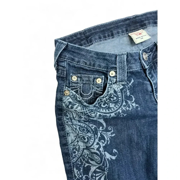 True Religion Catherdral Floral Print Capris Low Rise Cropped Jeans Size 27 - Picture 6 of 10